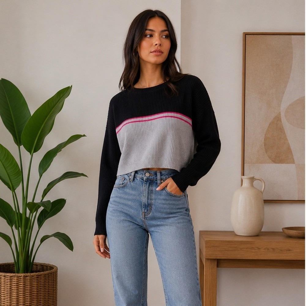 Pull & Bear Striped Knit Sweater Preppy Streetwear Academia Normcore Minimal